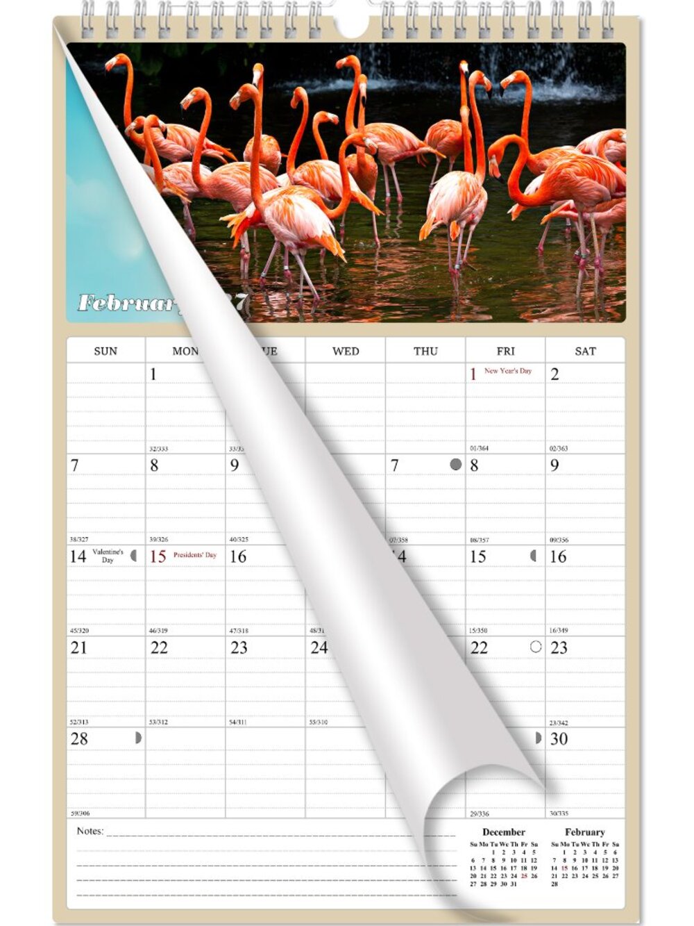 2027 Wall Calendar Spiral-bound Twin - 12 Months Planner 8.5" x 11" (Birds)